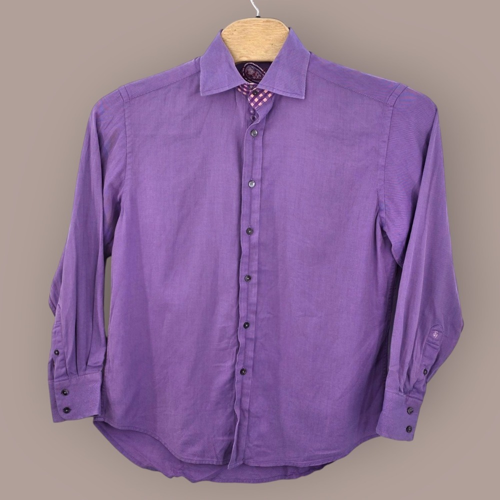 Robert Graham Dress Shirt‎ Mens Large Classic Fit Purple Flip Cuffs Button-Up